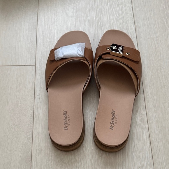 Dr. Scholl's Brown Slide Sandals with Gold Accent - Picture 9 of 10